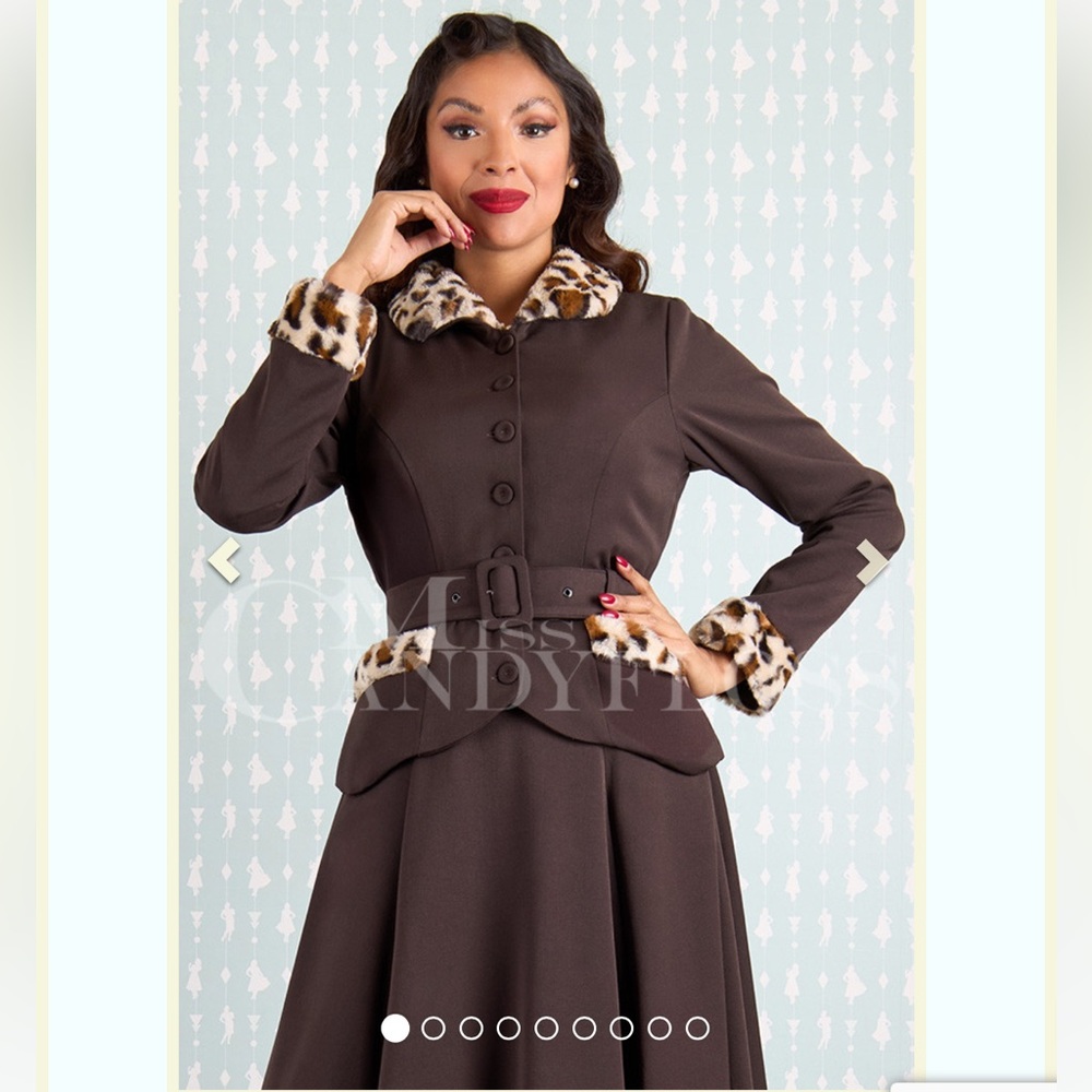 BNWT Leopard Trim Brown Jacket & Skirt